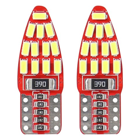 Żarówki led canbus 24smd 3014 t10e w5w boczne white 12v amio-01285
