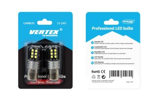 Żarówki led canbus 2835 15smd 1156 ba15s p21w r10w r5w white 12v 24v amio-01293