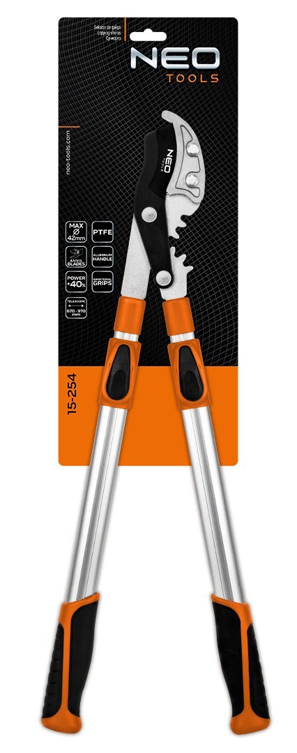Kowadełkowy sekator do gałęzi 670 mm, zakres do 42 mm, przekładnia zwiększajaca siłe nacisku o 40%,
