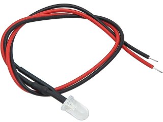 4606# Dioda led 5 mm czerwony 12v z przewodem 20cm