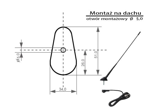 22-639# Antena blow fmd360 dachowa łamana