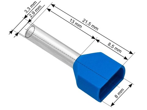43-090# Konektor izolowany tulejka 2x2,5/13 niebieski