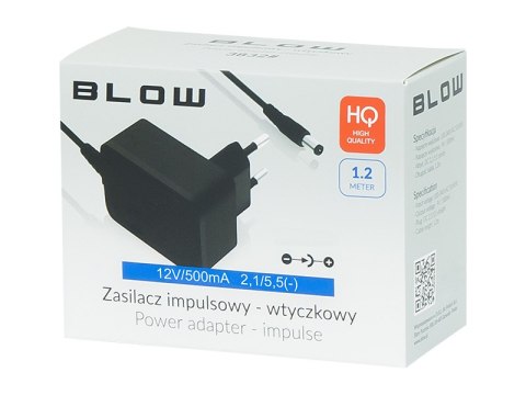 3835# Zasilacz impulsowy 12v/ 500ma 2,1/5,5(-)