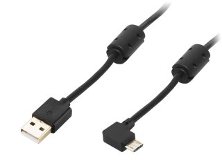 66-090# Przyłącze usb a - micro b 1,0m kątowe czarne gold blister