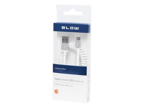 66-104# Przyłącze usb a - micro b 1,5m spirala srebrny blister`