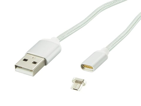 66-106# Przyłącze usb a - micro b 1,0m magnetyczny srebrny blister`
