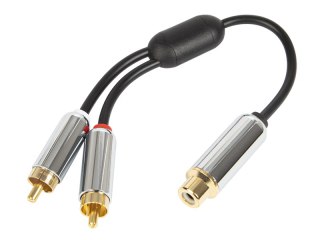 91-231# Rozgałęźnik rca:gniazdo-2wtyk metal z przewodem 15cm