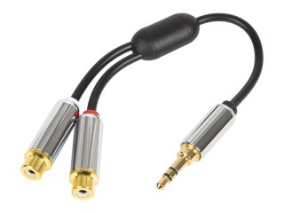 91-240# Rozgałęźnik jack: wtyk 3,5st-2gniazdo rca z przewodem 15cm metal