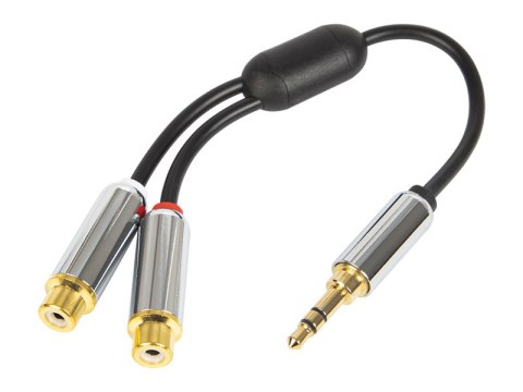 91-240# Rozgałęźnik jack: wtyk 3,5st-2gniazdo rca z przewodem 15cm metal