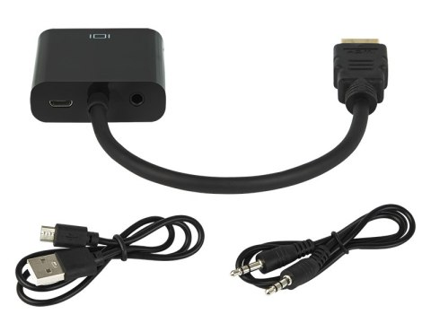 92-120# Przejście hdmi wtyk-vga gniazdo+gniazdo 3,5+gniazdo micro+kabel