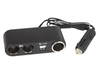 96-876# Rozgałęźnik zapalniczki samochodowej 1xwtyk/3xgniazdo+usb cs-33 kabel"