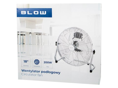 44-065# Wentylator podłogowy 18"/45cm 200w cyrkulator srebrny