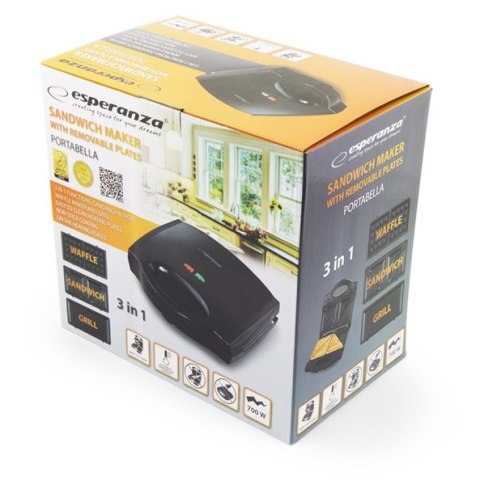 EKT006K Opiekacz uniwersalny 3w1 Portabella czarny