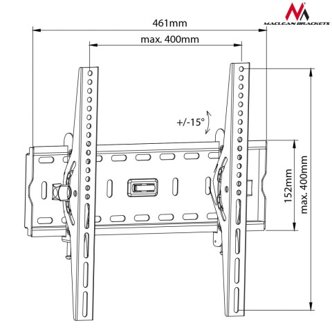 MC-778 51507 Uchwyt do telewizora 26-55 cali czarny do 45kg max vesa 400x400