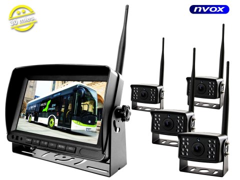 Monitor rejestrator samochodowy lcd 7cali ahd z obsługą 4 bezprzewodowych kamer 12v 24v