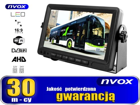 Monitor rejestrator samochodowy lcd 7cali ahd z obsługą 4 bezprzewodowych kamer 12v 24v