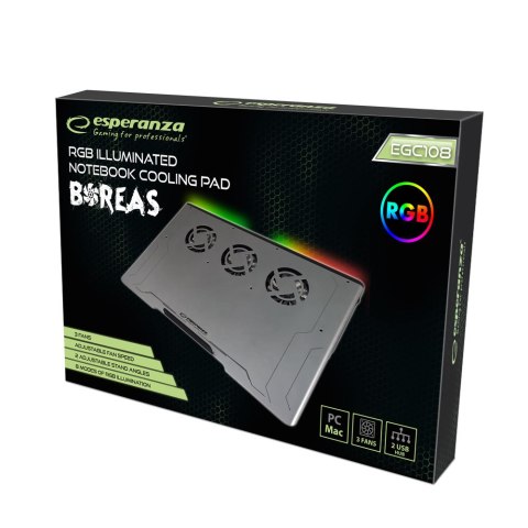 EGC108 Esperanza podstawka chłodząca gaming pod notebook led rgb boreas
