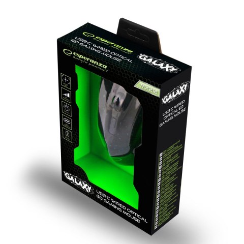 EGM212 Esperanza mysz przewod. gaming led 6d opt. usb-c galaxy