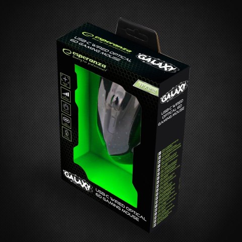 EGM212 Esperanza mysz przewod. gaming led 6d opt. usb-c galaxy