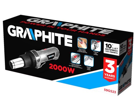 Opalarka 2000W, zakres temperatur: I: 350?C, II: 550?C, uchwyt prosty
