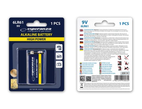 EZB110 Esperanza bateria alkaliczna 6lr61 1szt blister