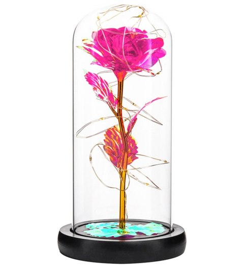 AG776A Wieczna róża w szkle led pink