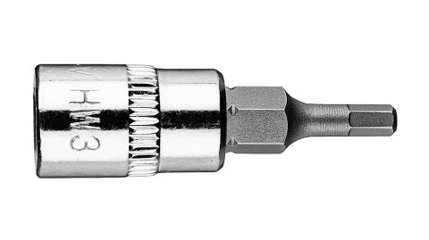 Końcówka sześciokątna H3 na nasadce 1/4", krótka, 37 mm