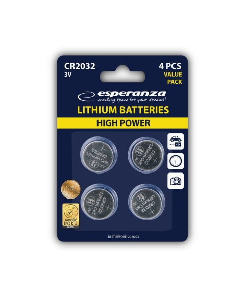 EZB111 Esperanza baterie litowe cr2032 4szt blister