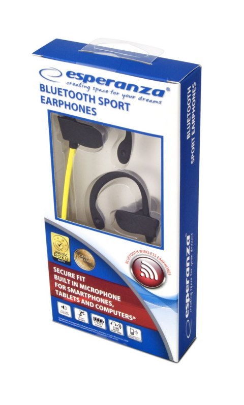 EH188Y Esperanza słuchawki douszne bluetooth sportowe czarno-żółte