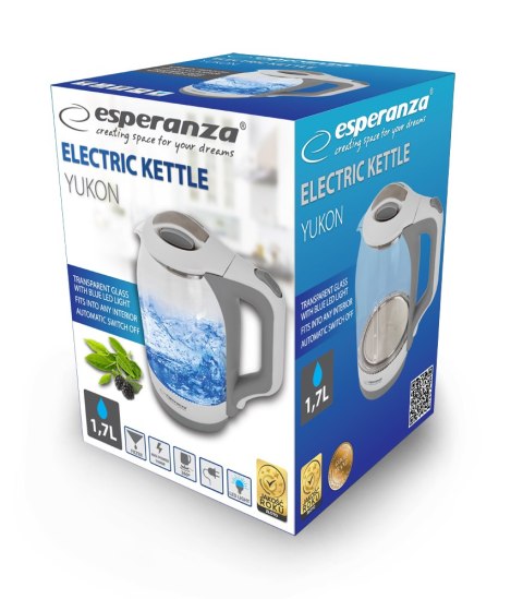 EKK025W Esperanza czajnik elektryczny szklany yukon 1.7 l biały