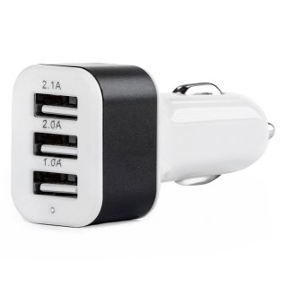 Ładowarka samochodowa 3x usb biała pch-03 amio-01027