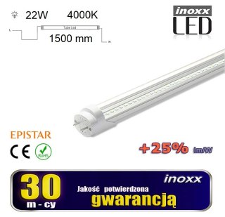 Świetlówka led 150cm 22w t8 4000k g13 neutralna przezroczysta