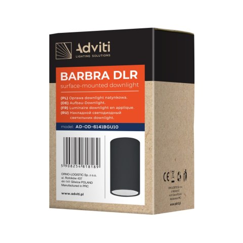 BARBRA DLR GU10 downlight max 7W, IP20, okrągły, czarny, aluminium