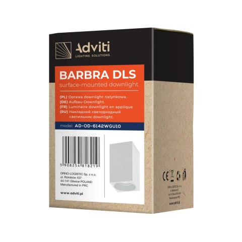 BARBRA DLS GU10 downlight max 7W, IP20, kwadrat, biały, aluminium
