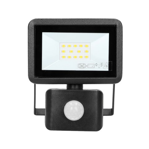 FARO S LED naświetlacz z PIR 10W, 800lm, IP44, 4000K, aluminium + szkło