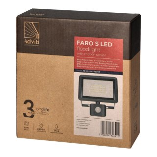 FARO S LED naświetlacz z PIR 30W, 2400lm, IP44, 4000K, aluminium + szkło