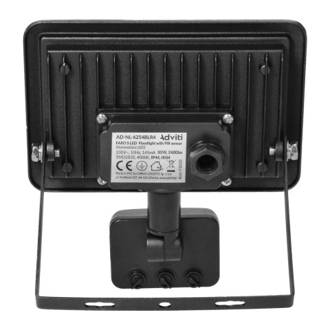 FARO S LED naświetlacz z PIR 30W, 2400lm, IP44, 4000K, aluminium + szkło