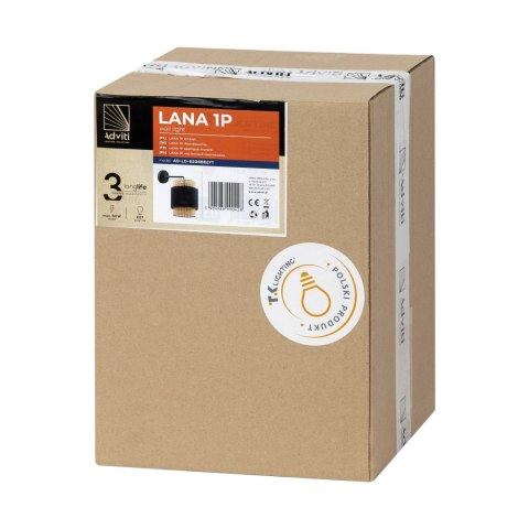 LANA 1P, kinkiet, E27 max. 60W, czarny
