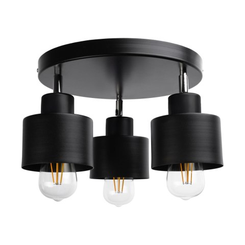 LISA oprawa ścienno-sufitowa, moc max. 3x60W, E27, czarna, podstawa okrągła, jednopoziomowa, ruchome głowice lampy