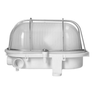 OVAL 7040T, oprawa oświetleniowa, 40W, E27, IP44, IK10, klosz poliwęglan matowy, podstawa polipropylen, siatka metalowa, biała