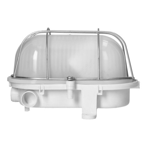 OVAL 7040T, oprawa oświetleniowa, 40W, E27, IP44, IK10, klosz poliwęglan matowy, podstawa polipropylen, siatka metalowa, biała