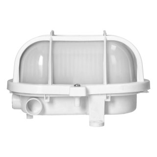 OVAL 7040T/P, oprawa oświetleniowa, 40W, E27, IP44, IK10, klosz poliwęglan matowy, podstawa polipropylen, siatka plastikowa, bia