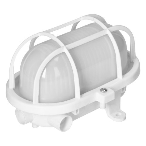 OVAL 7040T/P, oprawa oświetleniowa, 40W, E27, IP44, IK10, klosz poliwęglan matowy, podstawa polipropylen, siatka plastikowa, bia