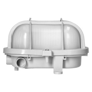 OVAL 7040T/P, oprawa oświetleniowa, 40W, E27, IP44, IK10, klosz poliwęglan matowy, podstawa polipropylen, siatka plastikowa, sza