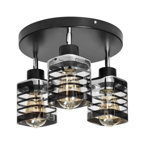 SIENA 3P E27, oprawa ścienno-sufitowa, max. 3x60W, czarna, podstawa okrągła, ruchome głowice lampy, jeden poziom