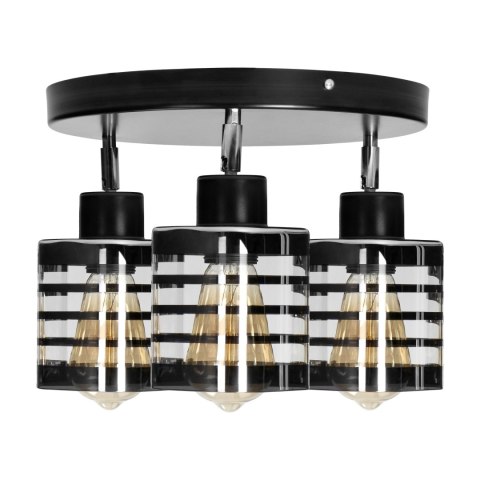 SIENA 3P E27, oprawa ścienno-sufitowa, max. 3x60W, czarna, podstawa okrągła, ruchome głowice lampy, jeden poziom