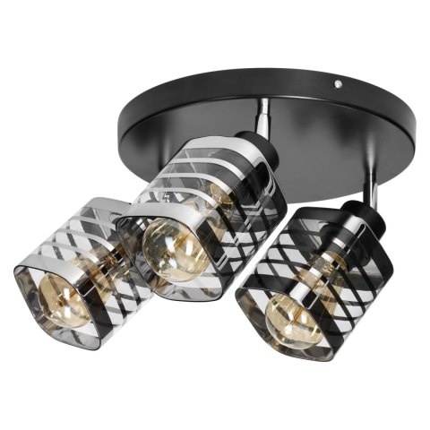 SIENA 3P E27, oprawa ścienno-sufitowa, max. 3x60W, czarna, podstawa okrągła, ruchome głowice lampy, jeden poziom