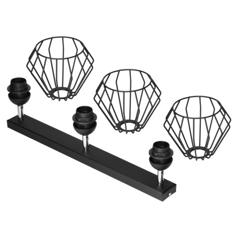 WAYA oprawa ścienno-sufitowa, moc max. 3x60W, E27, czarna, listwa
