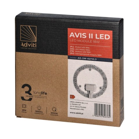 AVIS II LED panel świetlny LED 18W, 1650lm, 3000K, ? 176