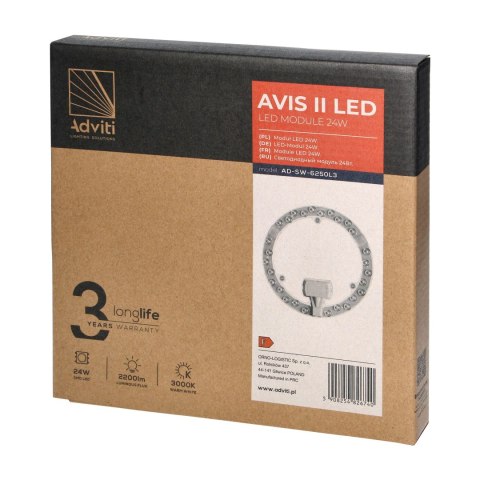 AVIS II LED panel świetlny LED 24W, 2200lm, 3000K, ? 215